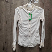 JUNIORS LS Show Shirt, Zipper, snap collar *gc, dingy collar & cuffs, pits
