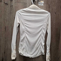 JUNIORS LS Show Shirt, Zipper, snap collar *gc, dingy collar & cuffs, pits