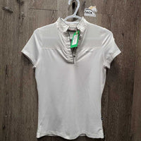 SS Show Shirt, 1/4 Snap Up, Button Collar, Mesh Shoulders *gc/fair, puckered, pits, dingy, snags. olfrt
