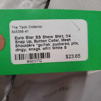 SS Show Shirt, 1/4 Snap Up, Button Collar, Mesh Shoulders *gc/fair, puckered, pits, dingy, snags. olfrt