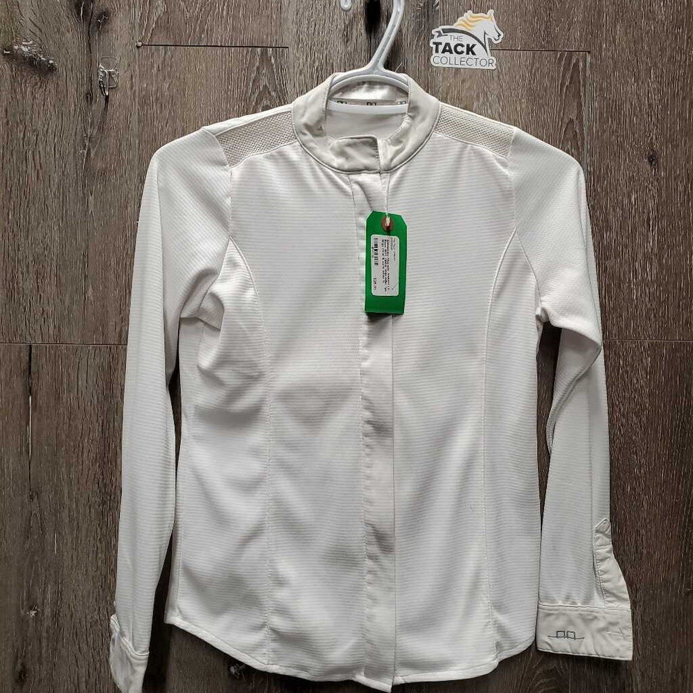 JUNIORS LS Show Shirt, Zipper, snap collar *gc, dingy collar & cuffs