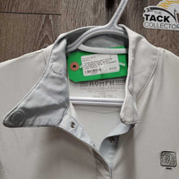 SS Show Shirt, 1/2 Snap Up, Magnetic Collar *gc/fair, v.stained pits, snags, seam pucekrs, older
