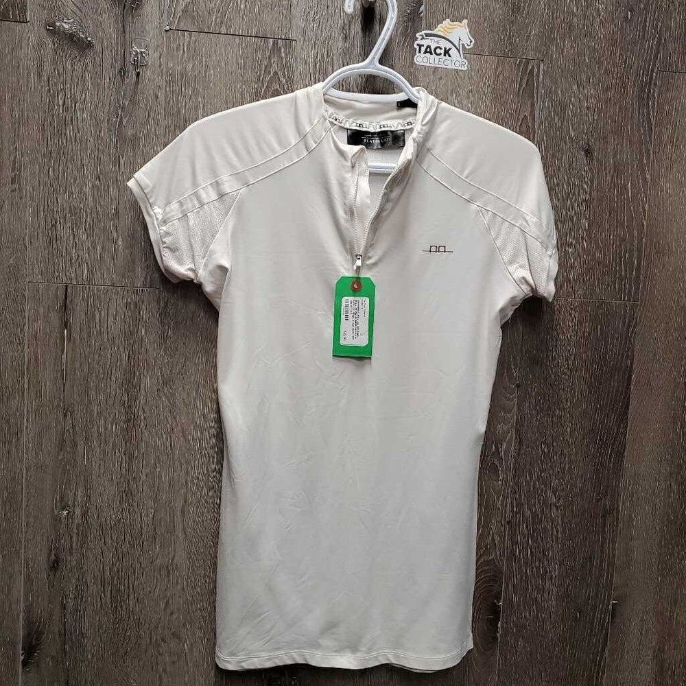 SS Show Shirt, 1/2 Zip Up, Mesh Sleeves & Back *gc, dingy, snags, older, mnr pits