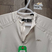 SS Show Shirt, 1/2 Zip Up, Mesh Sleeves & Back *gc, dingy, snags, older, mnr pits