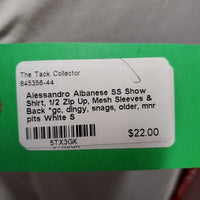 SS Show Shirt, 1/2 Zip Up, Mesh Sleeves & Back *gc, dingy, snags, older, mnr pits
