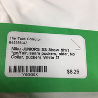 JUNIORS SS Show Shirt *gc/fair, seam puckers, older, No Collar, puckers
