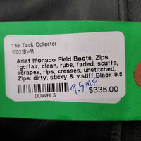 Field Boots, Zips *gc/fair, clean, rubs, faded, scuffs, scrapes, rips, creases, unstitched, Zips: dirty, sticky & v.stiff