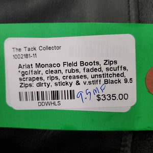 Field Boots, Zips *gc/fair, clean, rubs, faded, scuffs, scrapes, rips, creases, unstitched, Zips: dirty, sticky & v.stiff