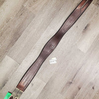 FS Flat Wide Padded Leather Girth, 1x Els, D Ring *gc, clean, stains, rubs, mnr residue, unstitched, faded