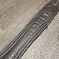 FS Flat Wide Padded Leather Girth, 1x Els, D Ring *gc, clean, stains, rubs, mnr residue, unstitched, faded
