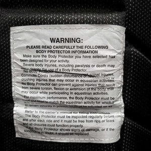 Small Cell Safety Vest, laces *June, 2011 *vgc/xc, clean, odler, mnr hair, snags & rust