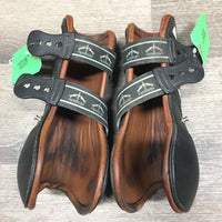 Open Front Boots, Leather Lined, tabs *gc, clean, rubs, scrapes, dirt/gunk, stains, older
