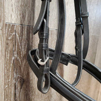 Monocrown Rsd Padded Dressage Bridle, Buckles, Flash, Rubber Reins *xc/like new
