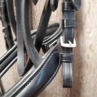 Monocrown Rsd Padded Dressage Bridle, Buckles, Flash, Rubber Reins *xc/like new