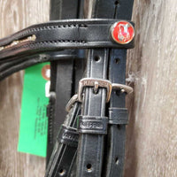 Monocrown Rsd Padded Dressage Bridle, Buckles, Flash, Rubber Reins *xc/like new
