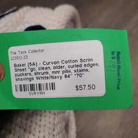 Cotton Scrim Sheet *gc, clean, older, curled edges, puckers, shrunk, mnr pills, stains, shavings
