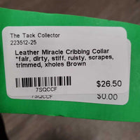 Leather Miracle Cribbing Collar *fair, dirty, stiff, ruisty, scrapes, trimmed, xholes
