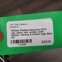 Padded Neoprene Girth *gc, clean, mnr residue, older, marker, missing & broken logo
