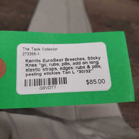 EuroSeat Breeches, Sticky Knee *gc, rubs, pills, add on long elastic straps, edges: rubs & pills, peeling stickies