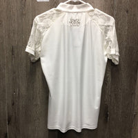 SS Show Shirt, 1/4 zip, lace sleeves, tag *new
