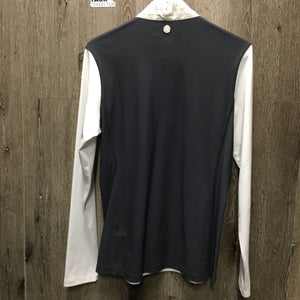 LS Hvy Show Shirt, 1/2 zip up, Mesh Sides *vgc, puckered & crinkled collar, rubs