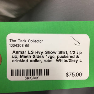 LS Hvy Show Shirt, 1/2 zip up, Mesh Sides *vgc, puckered & crinkled collar, rubs