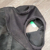 Hvy Mesh Fly Mask, velcro Nose *gc, clean, hairy, unstitched, mnr rubs, stains & snags, curled edge, hairy velcro
