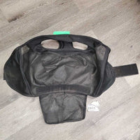 Hvy Mesh Fly Mask, velcro Nose *gc, clean, hairy, unstitched, mnr rubs, stains & snags, curled edge, hairy velcro
