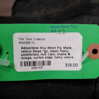 Hvy Mesh Fly Mask, velcro Nose *gc, clean, hairy, unstitched, mnr rubs, stains & snags, curled edge, hairy velcro
