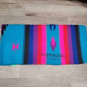 Wool Western Saddle Blanket, "M & K Ranche Classic" *vgc, mnr hair, snags, dirt