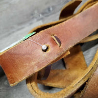 Thin Leather Latigo, ties *gc, residue, dry, stains, rubs
