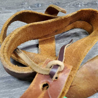 Thin Leather Latigo, ties *gc, residue, dry, stains, rubs
