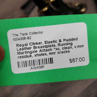 Clinker, Elastic & Padded Leather Breastplate, Running Martingale Attach *xc, clean, v.mnr residue, xholes, mnr cracks
