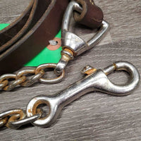 78" Thin Leather Lead Shank, 20" Nose Chain *gc, clean, rust, scrapes, scratches, slices