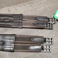 FS Padded Leather Girth, 2x els *vgc/xc, mnr dirt/residue & hair