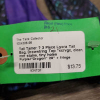 3 Piece Lycra Tail Bag, Drawstring Top *xc/vgc, clean, mnr stains, tiny holes