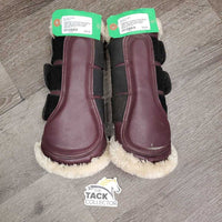 Pr Closed Fleece Boots, velcro *gc, dirty, rubs, clumpy, hairy, scrapes, peeled edges
