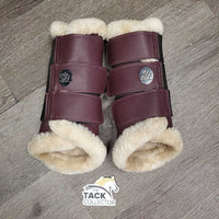 Pr Closed Fleece Boots, velcro *gc, dirty, rubs, clumpy, hairy, scrapes, peeled edges
