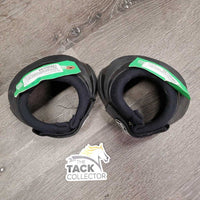 No Turn Bell Boots, velcro *fair, rubs, thread, torn/curled inner edges, dirt, stains, threads, faded
