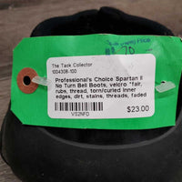 No Turn Bell Boots, velcro *fair, rubs, thread, torn/curled inner edges, dirt, stains, threads, faded

