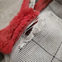 Hvy Fly Mask *fair, torn & frayed edge, mnr dirt, frayed end, grassy velcro
