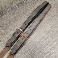 Pr Cotton Web Draw Reins, leather buckle loop ends *gc, clean, dirt, rubs, creases, dry, faded, rust, edges: rubs, faded & snags