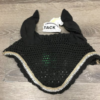 Crochet Fly Veil Ear Bonnet, piping, bling *gc, clean, shrunk, bubbled, curled edges, mnr hair
