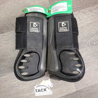 Pr Open Front Boots *gc/fair, dirt?stains, hair, loose/unglued lining, scuffs, faded, scuffs, scrapes