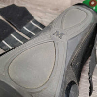 Pr Open Front Boots *gc/fair, dirt?stains, hair, loose/unglued lining, scuffs, faded, scuffs, scrapes