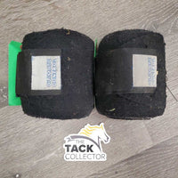 2 Stretchy Nylon & Quilt Exercise Wraps *fair/gc, hair, dirt, v.rubbed, frayed & clumpy
