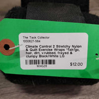 2 Stretchy Nylon & Quilt Exercise Wraps *fair/gc, hair, dirt, v.rubbed, frayed & clumpy
