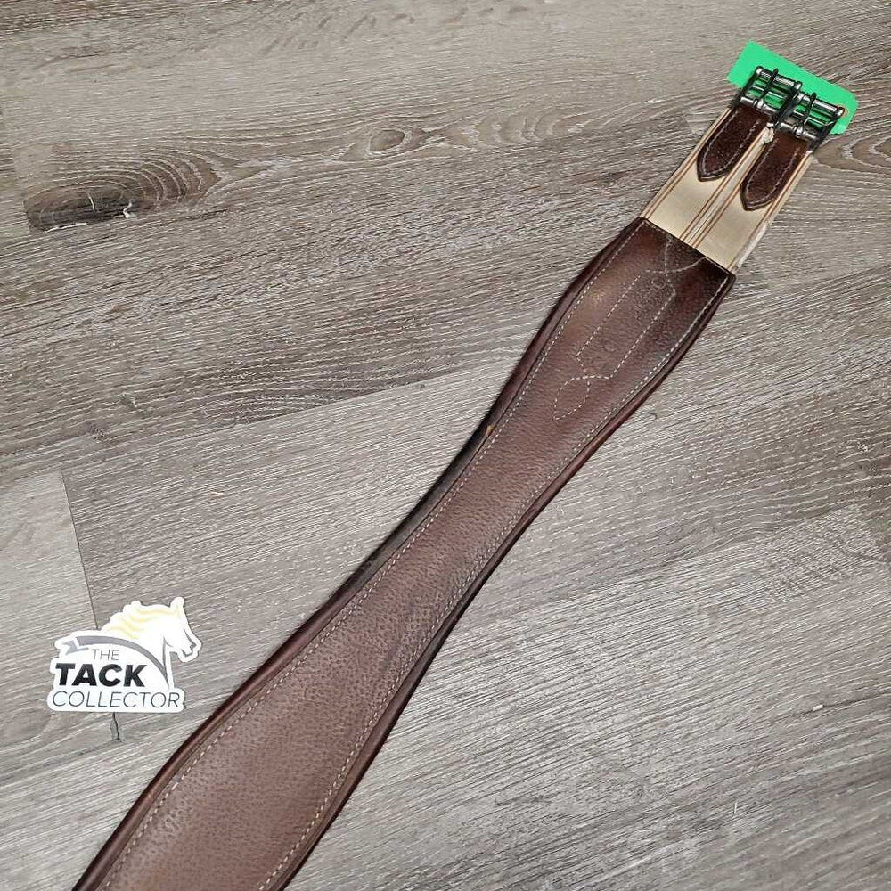Padded Leather Hunter Girth, 2x els *gc, clean, mnr dirt?residue, rubs, creases, frayed/thin elastic edges, thin/undone stitching, stains
