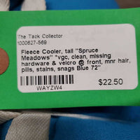 Fleece Cooler, tail "Spruce Meadows" *vgc, clean, missing hardware & velcro @ front, mnr hair, pills, stains, snags