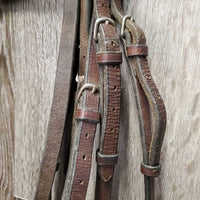 Rsd Leather Bridle, Rubber Web Reins *gc, stiff, dry, dirt, creases, tight keepers, rubs, faded spots, edge scrapes
